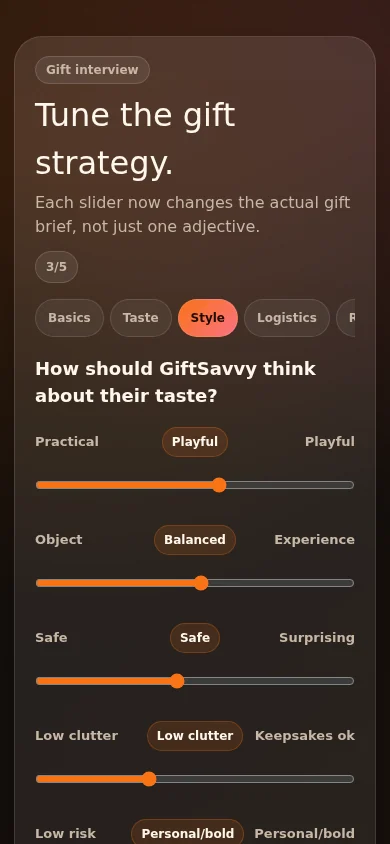 GiftSavvy recipient onboarding on mobile